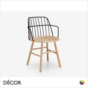 Strike Chair with Armrests and a Lacquered Ash Seat and Frame and a Wire-Frame Body - In Designer Colours - Décor for Home &amp; Business