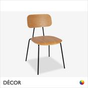 1 A A Kilkenny Stackable Chair with an Ash Veneer Seat and Backrest and a Black Powder-Coated Steel Frame - Décor for Business