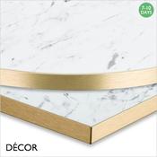 1 A A D White Carrara Marble with Gold Edging Laminate Table Top, 25mm Thick - Square, Round &amp; Rectangular - Décor for Business