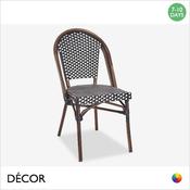1 A San Marco Stackable Dining Chair - Vintage Style Woven Faux Rattan with a Dark Bamboo Painted Aluminium Frame - In Designer Colours &amp; Neutral Tones - Décor for Business