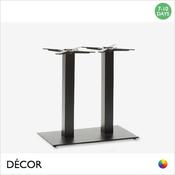 1 Mirco Twin Rectangular Dining Table Base for Maximum Rectangular Top 1600mm x 800mm - In Black Powder Coated Steel, Indoor &amp; Outdoor Use - Décor for Business