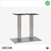 1 N Mirco Twin Column Rectangular Dining Table Base for Maximum 1600mm x 800mm - In Satin Stainless Steel - Décor for Business
