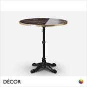 1 A M Caffè Bistro Dining Table Base with a Marbled Cappuccino High Gloss Laminate Round Table Top with Gold Edge - Classic Vintage Bistro Style - Décor for Business image