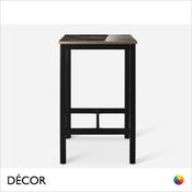 1 K Caffè Pranzo 4-Leg Poseur Table Base with a Marbled Cappuccino High Gloss Laminate Square Table Top with Gold Edge - Modern Designer Style - Décor for Business