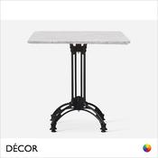 Caffè Barista Dining Table Base with a Solid Carrera Marble Square Table Top In Designer Finishes, For Indoor &amp; Outdoor Use - Décor for Business