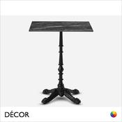 1 J Caffè Piazza Dining Table Base with a Forte Compact Laminate Square Table Top In Marquina Marble - Décor for Business