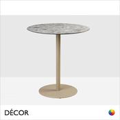 1 A 1 Décor Select - Tiffany Dove Grey Powder-Coated Round Dining Table Base with a Slim Round Base and Round Compact Laminate Tops in Grit-Effect or Dove Grey in a Range of Sizes image