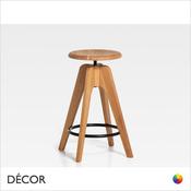 11A1 Décor Select - Tommy SW Stool, Height-Adjustable, Solid Ash - In Designer Wood Stain Colours - Décor Business