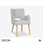 Décor Concept - Delio Dining Chair with Armrests and a Rounded-Square Backrest and Tapered Wooden Legs - In Designer Fabrics &amp; Eco Leathers - Décor for Business