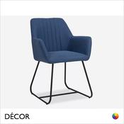 Décor Concept - Manilo Dining Chair with Armrests, a Ribbed Backrest and a Sleigh Frame - In Designer Fabrics &amp; Eco Leathers - Décor for Business