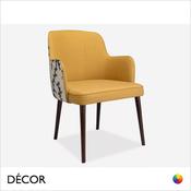 Décor Concept - Nicolo Dining Chair with a Squared Backrest and Tapered Wooden Legs - In Designer Fabrics &amp; Eco Leathers - Décor for Business