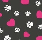 Vetbed® Charcoal Pink Hearts &amp; White Paw - 2M image