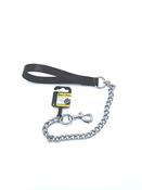 Chain Lead With Bridle Leather In Black - 26" Extra Heavy Weight