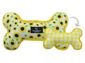 The Soho Pet Reversible Sunflower &amp; Check Bone Dog Toy image