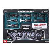 burago Formula Racing 1:43 Mercedes AMG 7 Piece Collection with Display Stand