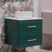 Granlusso™ Galleria 800 Wall Mounted Vanity Unit With Carrara Marble Effect Worktop - Deep Emerald