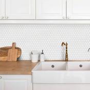 Penny White Round Wall &amp; Floor Mosaic Tile 31x33cm Gloss image
