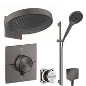 Axor Showerselect ID 2 Outlet Shower Valve with Rainfinity 360 Overhead &amp; Slide Rail Kit - Brushed Black Chrome
