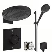 Axor Showerselect ID 2 Outlet Shower Valve with Rainfinity 360 Overhead &amp; Slide Rail Kit - Matt Black