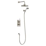 Burlington Trent Thermostatic Dual Outlet Shower Valve with Shower Handset and Overhead - Brushed Nickel image