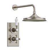 Burlington Trent Thermostatic Single Outlet Shower Valve with Fixed Head - Brushed Nickel image