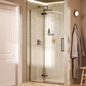 Crosswater Asura Hinged Shower Door with Inline Fixed Panel - Chrome