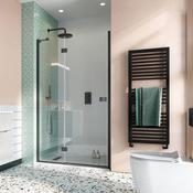 Crosswater Design Hinged Shower Door 1200mm With Inline Panel - Matt Black