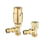 Elliot Thermostatic Angled Radiator Valve - Brushed Brass