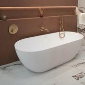 Manzoni Dual Outlet Thermostatic Shower Valve with Pencil Handset and Bath Spout - Warm Bronze Brushed image
