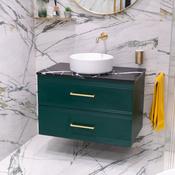Granlusso™ Galleria 800 Wall Mounted Vanity Unit With Nero Marquina Worktop - Deep Emerald