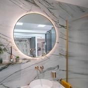 Oro 60 LED Mirror With Heated Pad - Brushed Brass