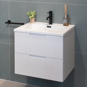 Granlusso™ Opus White Fluted Wall Mounted Vanity Unit With Solid Surface Washbasin