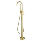 Granlusso Portofino Floor Standing Bath Shower Mixer With Handset - Brushed Brass