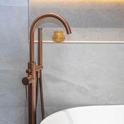 Granlusso Portofino Floor Standing Bath Shower Mixer With Handset - Brushed Bronze