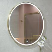 Granlusso Rocco Round LED Mirror with Brushed Brass Effect Frame