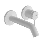 Hansgrohe Tecturis S 2 Hole Wall Mounted Basin Mixer Tap With Free Flow Waste - Matt White image