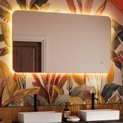 HiB Arcane Curve LED Illuminated Fog Free Mirror - Brushed Brass