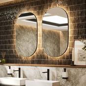 HiB Arcane Pill 50 LED Illuminated Oval Mirror - Black