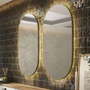 HiB Arcane Pill 50 LED Illuminated Oval Mirror - Brushed Brass