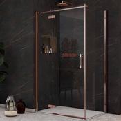 Image i9 Hinge and Inline Shower Door With Side Panel - Brushed Bronze