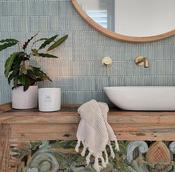 Linea Aquamarine Kit-Kat Wall &amp; Floor Mosaic Tile 30x29cm Gloss image