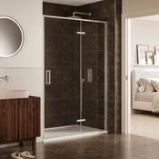 Merlyn 6 Series Sleek Hinge And Inline Shower Door With Optional Side Panel - Brushed Nickel