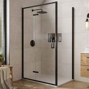 Merlyn 6 Series Sleek Hinge And Inline Shower Door With Side Panel - Matt Black