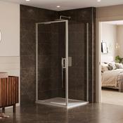 Merlyn 6 Series Sleek Infold Shower Door With Optional Side Panel - Brushed Nickel