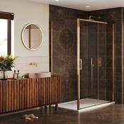 Merlyn 6 Series Sleek Sliding Shower Door With Side Panel - Brushed Brass image