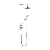 Burlington Trent Thermostatic Dual Outlet Shower Valve with Shower Handset and Overhead - Chrome