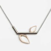Duille Nua natural diamond Frosted Branch Necklace, 18ct Rose and White Gold