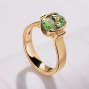 18ct Yellow Gold Demi Flush Tsavorite Ring