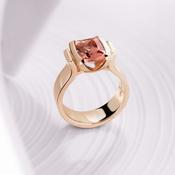 9ct Yellow Gold Demi Flush Peach Tourmaline Ring