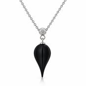 Onyx briolette Pendant in 10ct white gold